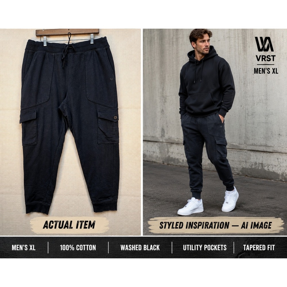 VRST Men's Pinnacle Fleece Cargo Joggers Pants Soft‎ Athletic Lounge Slim XL